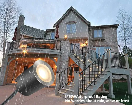 Vista 7 de SMY Lighting Paquete de 10 kits de luces LED empotrables para terraza con carcasa protectora, 32 mm, luz blanca cálida, IP67 impermeable, 12 V