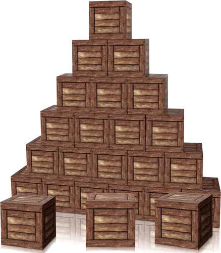 Vista 8 de Gilprop - 6 cajas de madera rústicas para decoración de fiesta de vaqueros, estilo vaquero Farmhouse Theme Photo Booth Props, Stackable Fake Wood