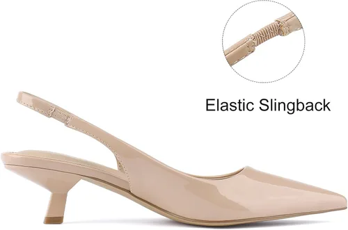 Vista 2 de JENN ARDOR Tacones de gatito cerrados para mujer, con puntera puntiaguda, elásticos, tacones bajos sexys, para novia, boda, invitada de graduación