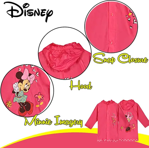 Vista 3 de Disney Girls' Minnie Mouse Pink Hooded Rain Slicker