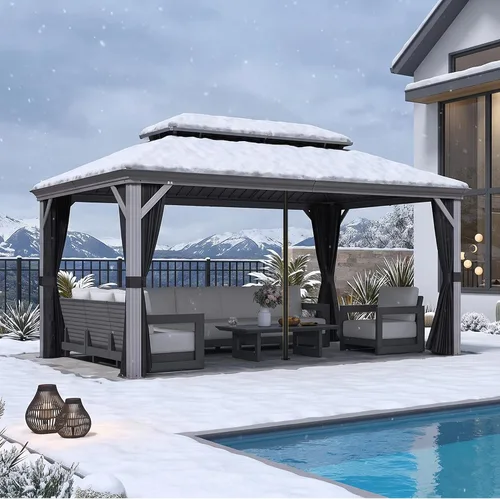 Vista 17 de PURPLE LEAF - Gazebo para exteriores de 10 x 12 pies, con sistema de drenaje