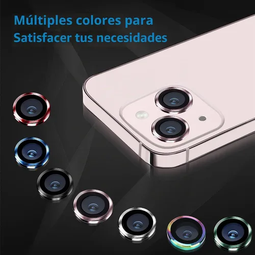 Vista 7 de Protector de Lente de Cámara para iPhone 13 Mini/iPhone 13, Vidrio Templado 9H Anti-Rayones Protector de Pantalla de Cámara de Metal a Prueba