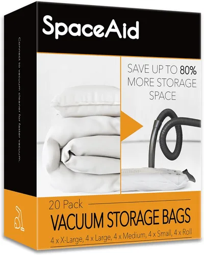 Vista 13 de Bolsas de almacenamiento al vacío SpaceAid, bolsas compresoras selladoras de ahorro de espacio para edredones, cobijas, almohadas, ropa de cama