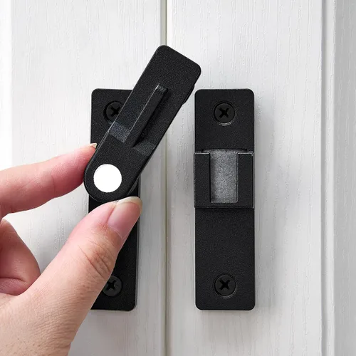 Vista 9 de INIRET Cerradura de puerta de granero abatible de 180 grados, cerraduras doradas resistentes para puerta, cerradura de cerrojo de seguridad