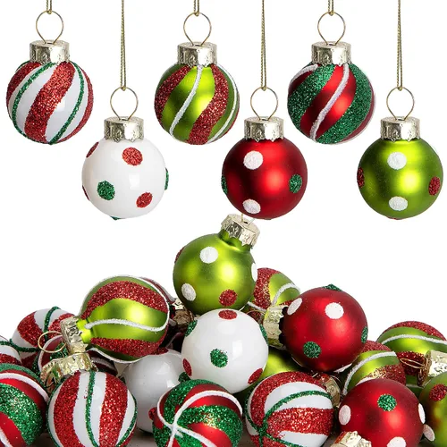 Vista 13 de 24 mini adornos de bolas de cristal de Navidad, mini bolas colgantes de Estilo B