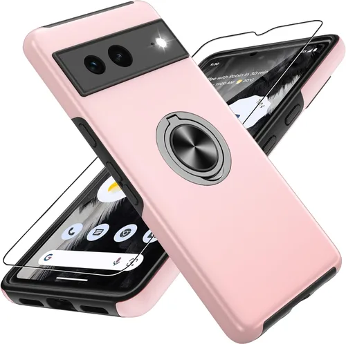 Vista 14 de para Pixel 7 Funda con protector de pantalla HD, a prueba de golpes para Google Pixel 7 Funda de teléfono con soporte magnético de anillo de 360°