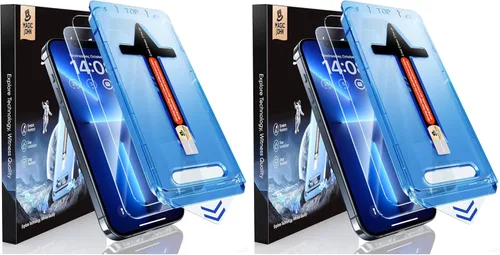 Vista 9 de MAGIC JOHN Paquete de 2 protectores de pantalla de vidrio templado para iPhone 13 Pro Max/iPhone 14 Plus de 6.7 pulgadas, instalación automática