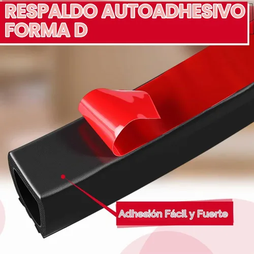 Vista 3 de Pangda Tira de sellado de 4 m en forma de D de goma para clima, espuma autoadhesiva, tira de sello de EPDM para reducción de ruido, impermeable y a