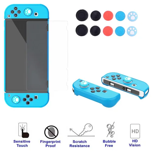 Vista 4 de COMCOOL Dockable Case for Nintendo Switch OLED 2021 - Protective Cover Accessories for NS OLED and Joy-Con Controller with Screen Protector - Skyblue