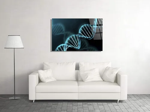Vista 2 de DNA Molecule Genetics Science - Lienzo de vidrio templado con impresión digital, arte de pared para decoración del hogar, oficina, hotel, decoración