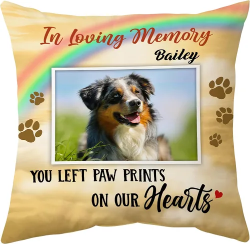 Vista 27 de Hyturtle Almohada personalizada conmemorativa de condolencia con inserción - 12"x12" impresa por ambas caras con nombre personalizado y foto