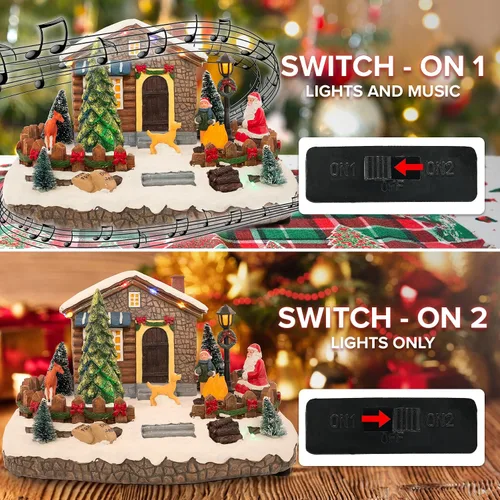 Vista 7 de Pueblo Navideño Animado de Santa en Fuga Accesorios de Casa Navideña Colección Figuritas para Decoraciones y Regalo Movimiento y Sonido