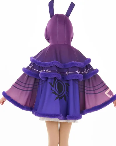 Vista 5 de Cosplay.fm Capa con capucha para mujer, color morado kawaii con capucha, juego de cosplay, capa de descanso, poncho