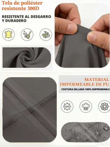 Vista 4 de Funda impermeable para sofá modular en forma de V para exteriores, resistente a los rayos UV, para muebles de patio de 5 plazas, 85 pulgadas de Gris
