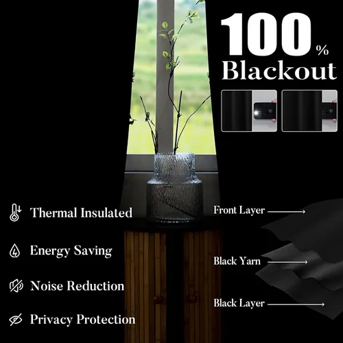Vista 3 de [Usado] WUBODTI - Cortinas opacas 100% negras para dormitorio o sala de estar, 84 pulgadas de largo, 2 paneles, cortinas de ventana góticas
