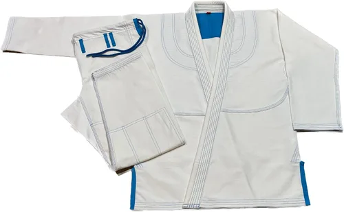 Vista 2 de Bjj Gi Jiu Jitsu con punto verde azulado Bjj Gi Jiu Jitsu Kimonos Gi 100% algodón Perl tejido 450GSM