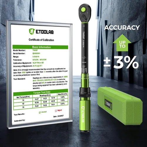 Vista 6 de etoolab Llave dinamométrica de clic de transmisión de 3/8 pulgadas - 5-50 pies-libras/5-69.4 Nm, llave dinamométrica de clic ajustable bidireccional