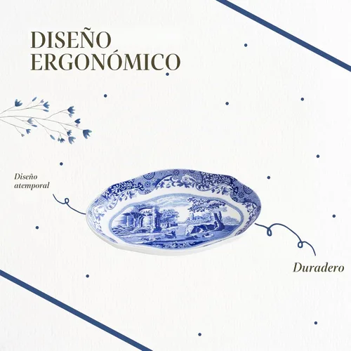 Vista 6 de Spode - Plato de pepinillo italiano azul italiano azul - BlueWhite