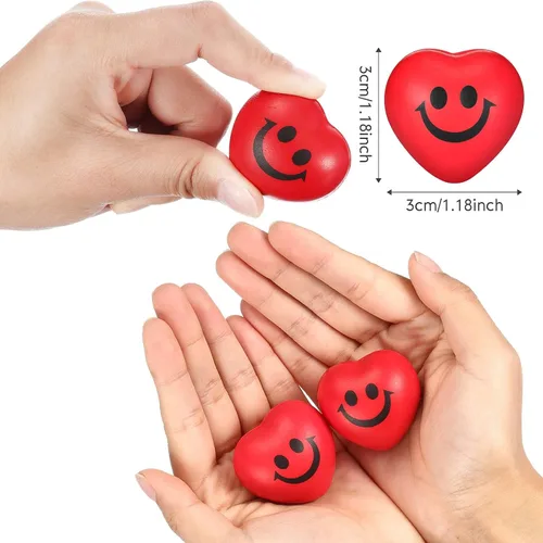 Vista 4 de Yaomiao 48 bolas de estrés con forma de corazón a granel, mini bolas de espuma con forma de corazón, alivio del estrés, juguetes para compañeros