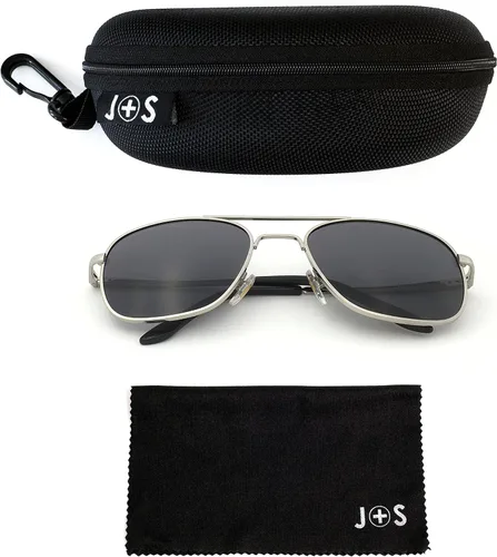 Vista 2 de J+S Lentes de sol de aviador cuadrados clásicos de estilo militar, polarizados, 100% protección UV para hombres y mujeres