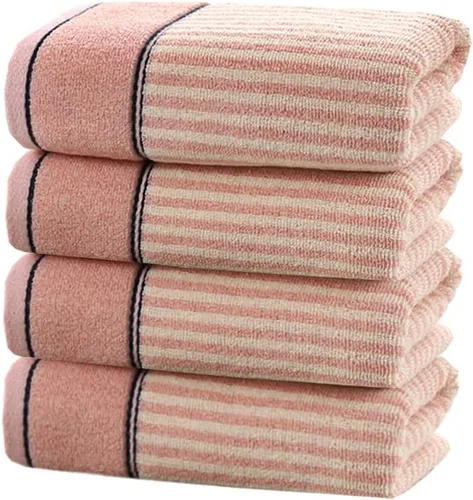 Vista 10 de Pidada Juego de 2 toallas de mano 100% algodón con patrón de rayas absorbentes suaves toallas decorativas para baño (marrón)