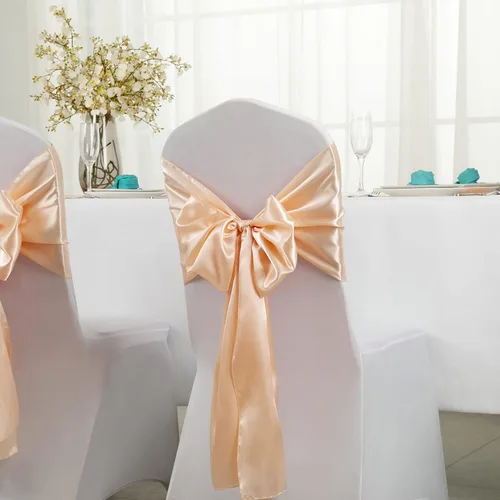 Vista 3 de Horbaunal - Juego de 12 caminos de mesa de satén color melocotón de 12 x 108 pulgadas, caminos de mesa suaves para bodas, banquetes y fiestas