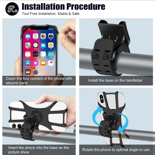 Vista 6 de Soporte Desmontable para Teléfono de Bicicleta, Soporte Universal para Teléfono Celular de Bicicleta y Motocicleta, Soporte para Teléfono