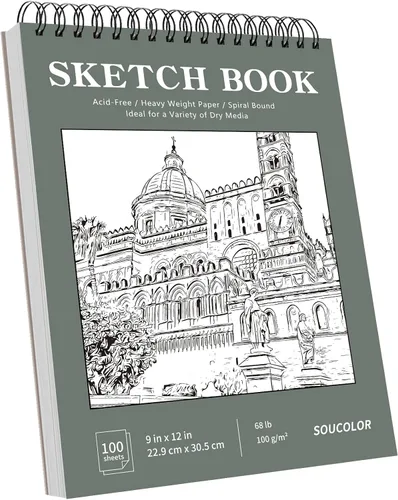 Vista 11 de Soucolor Suministros Escolares Cuaderno de bocetos de 9 x 12 pulgadas para profesor y estudiante de secundaria, paquete de 1 cuaderno de bocetos