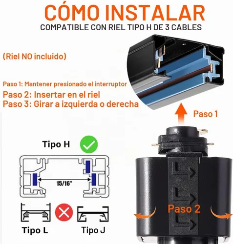 Vista 9 de Cabezales de luz de riel de 10 W H, cabezales de iluminación LED regulables para obras de arte de acento, luz de pista lineal tipo H 3000 K, blanco