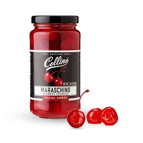Vista 8 de Collins - Cerezas marrasquinas con Tallo de 72 onzas, guarnición de cóctel a granel para cócteles sin alcohol, postres y helados sundae, cerezas