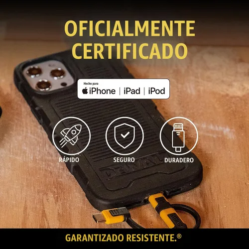 Vista 3 de DEWALT Cable de carga multiusos retráctil 3 en 1 de servicio pesado, cable de carga rápida de 3 pies, adaptador de carga múltiple con puerto