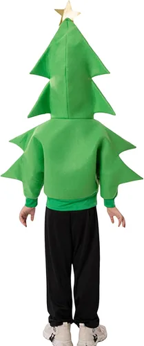 Vista 5 de Sujhwsx Disfraz de árbol de Navidad para niños, disfraz de manga larga con capucha y cremallera frontal, accesorios de ropa
