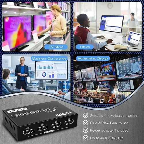 Vista 6 de Divisor HDMI 1 en 4 salidas, 4Kx2K @30Hz