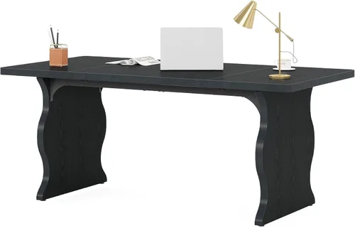 Vista 9 de Tribesigns Escritorio grande de 63 pulgadas para oficina en casa, amplio escritorio ejecutivo para computadora con amplio espacio para patas, mesa