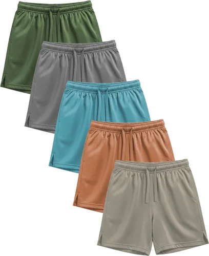 Vista 33 de Andrew Scott Pantalones cortos deportivos de baloncesto para niños con rendimiento activo y estilo de malla, varios paquetes