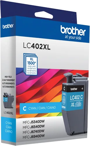 Vista 7 de Brother Cartucho de tinta genuino LC402XLC de alto rendimiento cian
