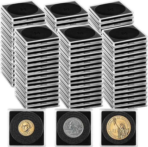 Vista 9 de 20 piezas de estuches ajustables de acrílico para colección de monedas con esponjas, soporte de monedas con cierre, estuches de protección