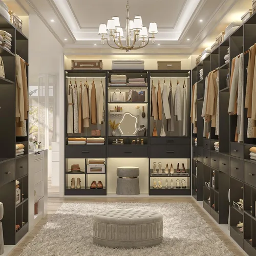 Vista 6 de Unikito Organizador de armario de 25 pulgadas de ancho x 80 pulgadas de alto, con barra para colgar y 2 cajones de madera, zapatero ajustable