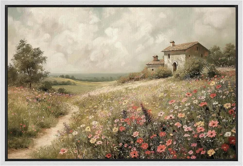 Vista 11 de SIGNFORD Lienzo enmarcado para pared, acuarela pastel, rosa, puesta de sol, nube, naturaleza, ilustraciones de área silvestre, arte moderno