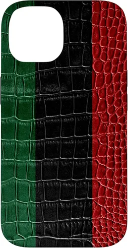 Vista 4 de iPhone 16 Pan African Flag Patriotic Crocodile Skin Print Pride Case