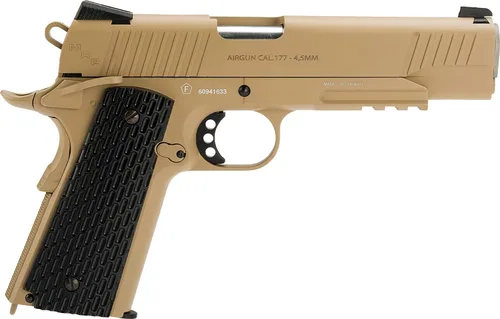 Vista 2 de Evike Swiss Arms SA 1911 MRP CO2 - Pistola de aire de 0.177 in (color: bronceado)