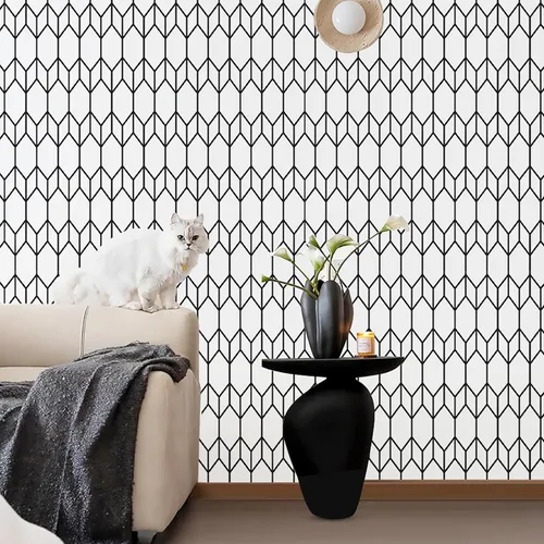 Vista 9 de Papel tapiz de rayas para despegar y pegar, moderno, extraíble, decorativo, bohemio, temporal, impermeable, geométrico, autoadhesivo
