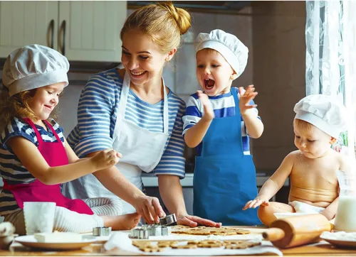 Vista 4 de Syhood Paquete de 6 delantales para niños a granel con 2 bolsillos ajustables para niños, delantal de chef artístico, para cocinar, hornear, pintar