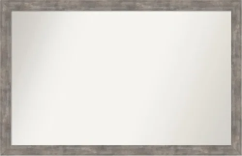 Vista 183 de Amanti Art Silver Bathroom Mirror for Over Sink, 26x45 Custom Made Marred Pewter Rectangle Vanity Mirror, Oversize Casual Wood Frame, Hangs Estaño