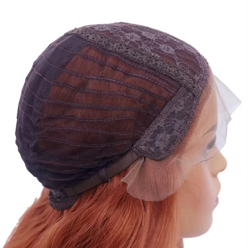 Vista 9 de Rugelyss Peluca de cabello sintético de 24 pulgadas de largo, color rojo cobrizo sin pegamento, parte libre de ondas naturales, parte libre de área