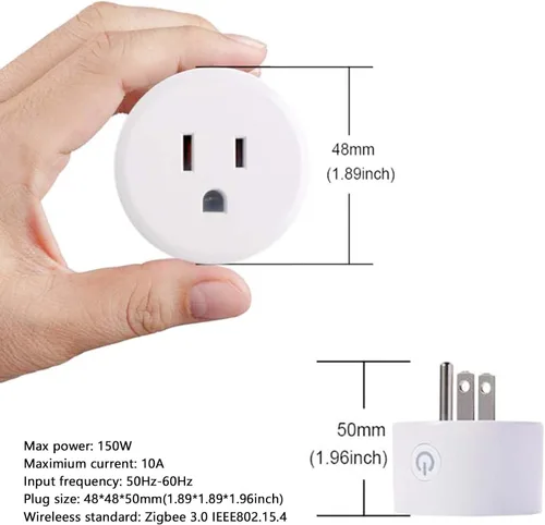 Vista 2 de Zigbee Smart Plug - Adaptador de enchufe inteligente compatible con Alexa, Echo (4ª generación) Echo Plus (2ª) Google Home, SmartThings Hub