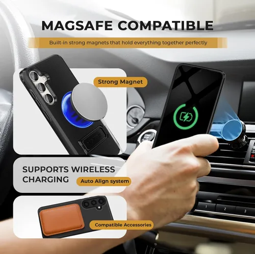 Vista 5 de MOTIVE - Funda para Samsung Galaxy S25 Plus con clip para cinturón y soporte, 6.7 pulgadas Case & Holster, MagSafe compatible, built-in Kickstand