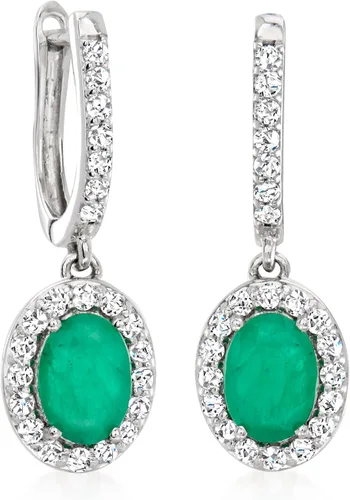 Vista 3 de Ross-Simons Aretes de aro de diamantes de 1,50 quilates en oro blanco de 14 quilates, Gema, multi