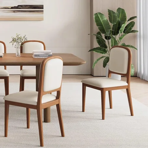 Vista 2 de Solid Wood Dining Room Chairs Minimalist,Kitchen Chairs with Soft Padded Back,Living Room Chair for Office Reading,Wood Frame,Armless Vanity