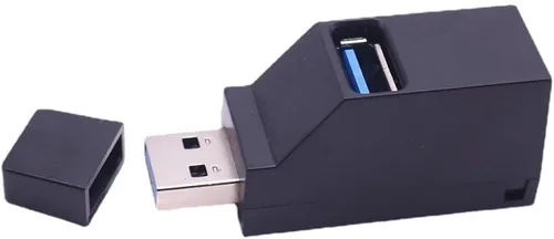 Vista 2 de Concentrador USB, mini USB 3.0 USB 2.0 HUB 3 puertos (2 USB 2.0 zUSB 3.0) adaptador de distribución para PC, portátil, MacBook, notebook